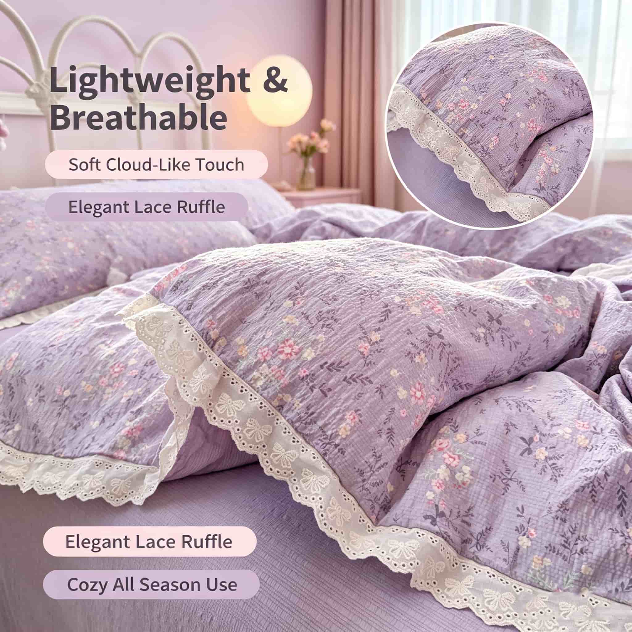 Aesthetic Floral Duvet Cover - Ensemble de literie de style cottagecore,