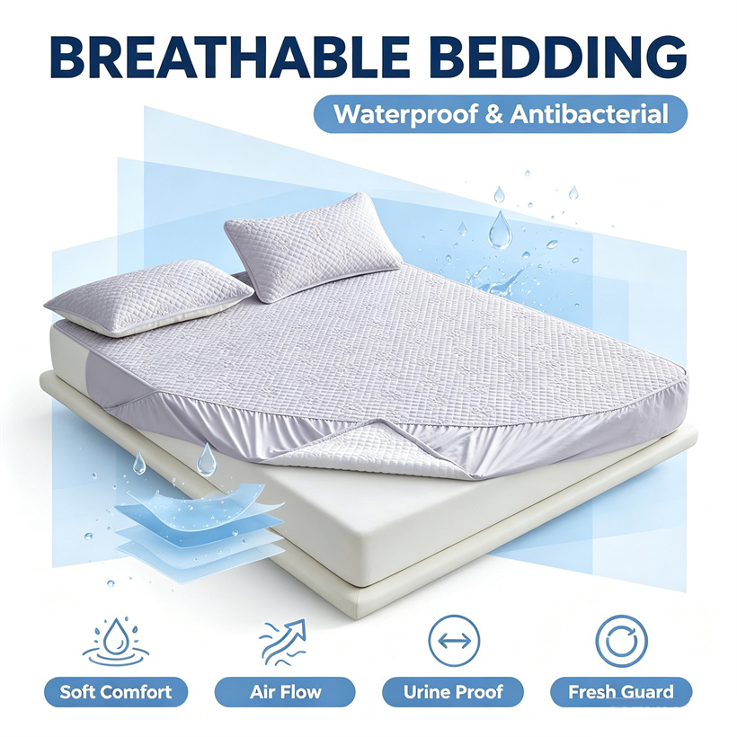 Waterproof Mattress Protector Breathable - Protège-matelas imperméable matelassé gaufré, housse de